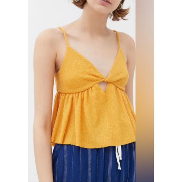 URBAN OUTFITTERS Women's Marigold Cutout Babydoll TANK Large NEW - Picture 1 of 7